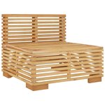 vidaXL Canapé central de jardin et coussins crème Bois de teck massif