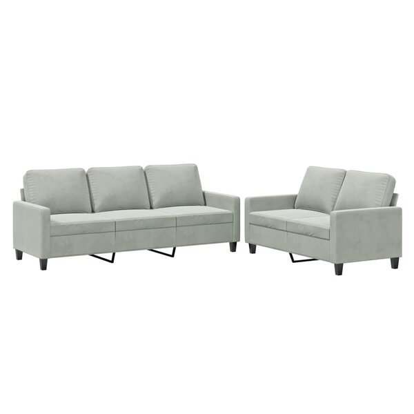 vidaXL Ensemble de canapés 2 Pièces avec coussins Gris clair Velours