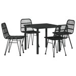 vidaXL Set de Salle à Manger de Jardin 5 Pièces Noir Poly Rattan