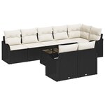 vidaXL Ensemble de canapé de jardin avec coussin 9 Pièces Noir Poly rotin