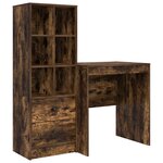vidaXL Bureau avec tiroir avec étagère avec stockage 2 Pièces Chêne fumé