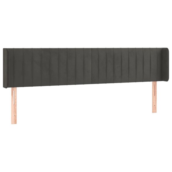 vidaXL Tête de lit avec oreilles Gris foncé 183x16x78/88 cm Velours