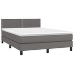 vidaXL Sommier à lattes de lit avec matelas Gris 140x200 cm Similicuir