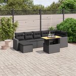vidaXL Salon de jardin 8 Pièces avec coussins noir résine tressée