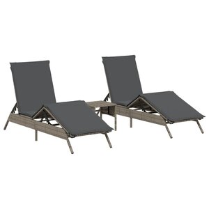 vidaXL Chaises longues lot de 2 avec table gris résine tressée