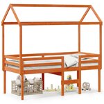 vidaXL Lit haut avec toit cire marron 90x200 cm bois de pin massif