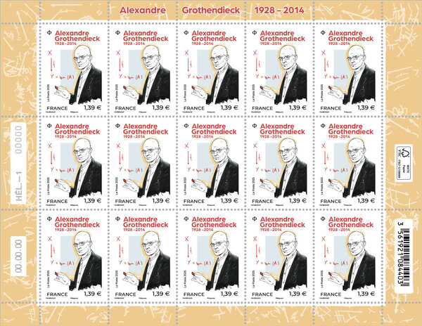Feuille de 15 timbres - Alexandre Grothendieck - Lettre verte