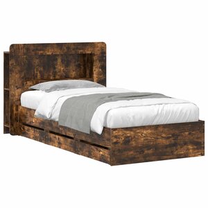 vidaXL Cadre de lit avec rangement Chêne fumé 90 x 200 cm