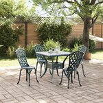 vidaXL Ensemble de tables de jardin 5 Pièces Vert Aluminium coulé