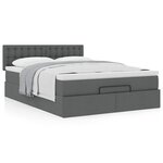 vidaXL Lit ottoman avec matelas gris foncé 140x200 cm tissu