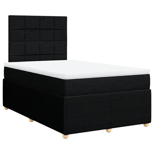 vidaXL Sommier à lattes de lit avec matelas noir 120x190 cm tissu