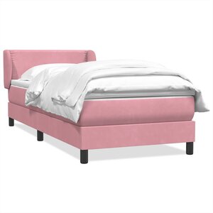 vidaXL Sommier à lattes de lit avec matelas rose 100x220 cm velours