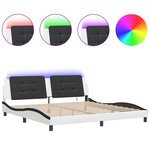 vidaXL Cadre de lit avec LED sans matelas blanc et noir 200x200 cm