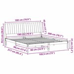 vidaXL Cadre de lit avec tête de lit Marron 180 x 200 cm Pin massif