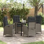 vidaXL Ensemble de 5 Chaises de Jardin avec Coussins Gris Poly Rattan