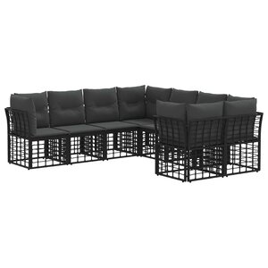 vidaXL Ensemble de canapés d'extérieur 8 Pièces Noir et Gris foncé