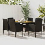 vidaXL Ensemble à manger d'extérieur 7 Pièces Résine tressée Noir