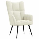 vidaXL Chaise de relaxation avec tabouret Blanc crème Velours