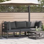 vidaXL Mobilier de jardin avec coussin 3 Pièces Noir Aluminium