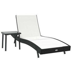 vidaXL Transat avec Table 2 Pièces Noir 40 x 40 x 40.5 cm polyrotin