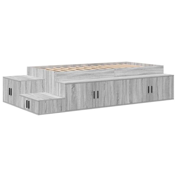 vidaXL Cadre de lit avec rangement Gris Sonoma 75 cm Bois d'ingénierie