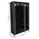 vidaXL Garde-robe pliable Noir 110 x 45 x 175 cm