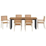 vidaXL Ensemble de salle à manger de jardin 7 pièces Beige Poly Rattan Acacia