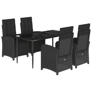 vidaXL Ensemble à manger de jardin coussins 5Pièces Noir Résine tressée