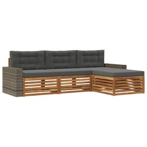 vidaXL Ensemble de canapés d'extérieur 4 pc Naturel et Anthracite