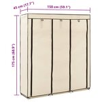 vidaXL Armoire avec compartiments et barres Crème 150x45x175 cm Tissu