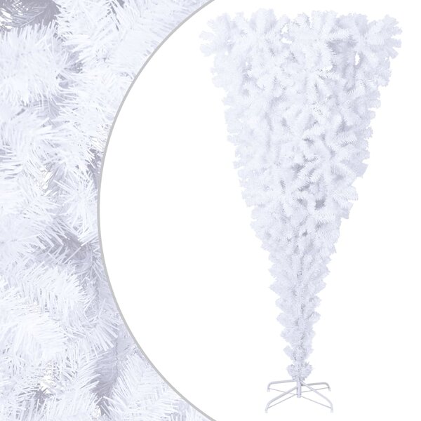 vidaXL Sapin de Noël artificiel renversé avec support Blanc 180 cm