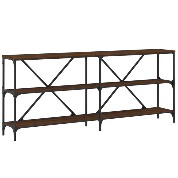 vidaXL Table console chêne marron 180x30x75 bois d'ingénierie et fer