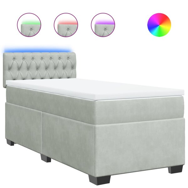 vidaXL Sommier à lattes de lit et matelas Gris clair 90x190 cm Velours
