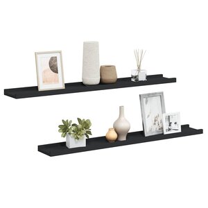 vidaXL Étagères à rebord pour cadre photo 2 Pièces Noir 80x9x3 cm MDF