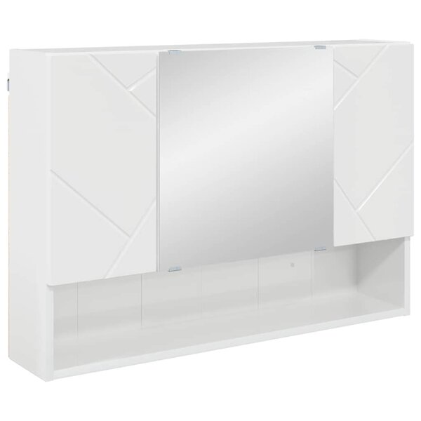 vidaXL Armoire Miroir de Salle de Bain Blanc brillant 80 x 17 x 55 cm