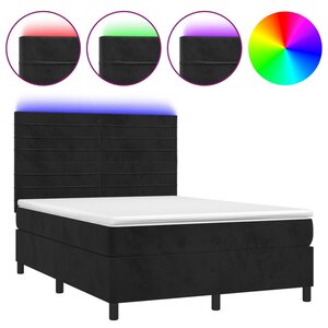 vidaXL Sommier à lattes de lit avec matelas LED Noir 140x200cm Velours