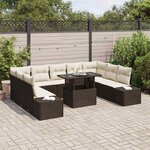 vidaXL Ensemble de canapé de jardin 10 Pièces Marron Poly rotin