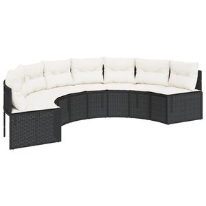 vidaXL Canapé de jardin avec coussins demi-rond noir résine tressée