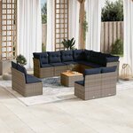 vidaXL Salon de jardin avec coussins 12 Pièces gris résine tressée