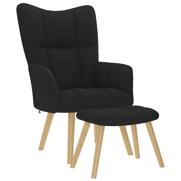 vidaXL Chaise de relaxation avec repose-pied Noir Tissu