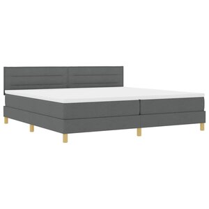 vidaXL Lit à ressort LED avec bandes LED Gris foncé 200 x 200 cm tissu