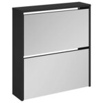 vidaXL Armoire à chaussures avec miroir à 2 niveaux Noir 63x17x67 cm