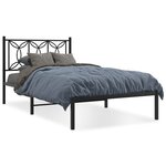 vidaXL Cadre de lit métal sans matelas avec tête de lit noir 100x200cm