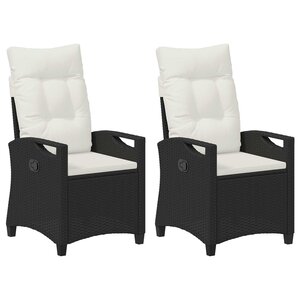 vidaXL Chaise de jardin 2 Pièces Noir et Crème 56 x 60 x 112 cm