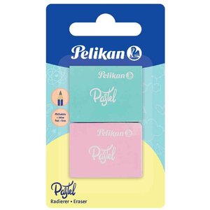 Gomme en plastique pastel  carte blister de 2 pelikan