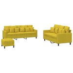 vidaXL Ensemble de canapés 3 Pièces avec coussins Jaune Velours