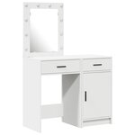 Ensemble de coiffeuse en 2 pièces avec éclairage LED en bois blanc
