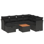 vidaXL Salon de jardin 8 Pièces avec coussins noir résine tressée