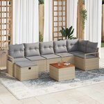 vidaXL Ensemble de canapé de jardin 8 Pièces Beige Poly rotin