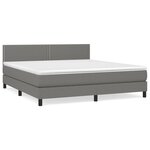vidaXL Sommier à lattes de lit avec matelas Gris foncé 180x200cm Tissu